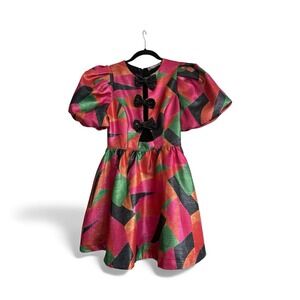 Vintage 80s Style Metallic Dress With Detachable Bows